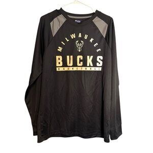 Milwaukee Bucks NBA Long Sleeve Shirt Men’s Large Black Official Team Apparel